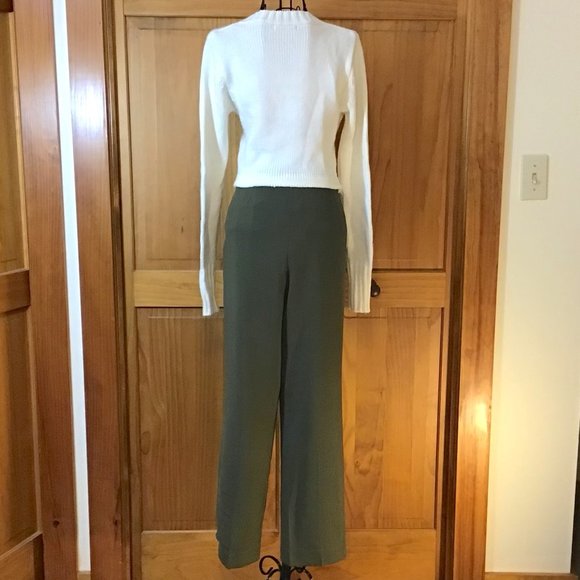 White Long Sleeve Wrap Crop Top Sweater - Picture 3 of 3